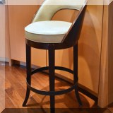 F08. Set of three bar height stools with ostrich leather by Berman. 30”h at seat 